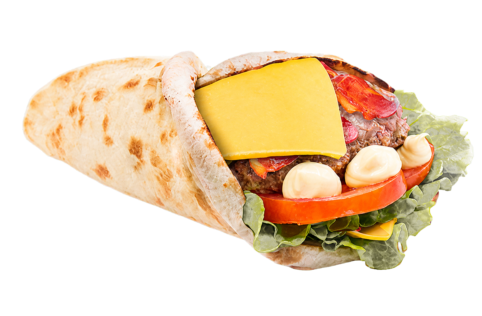 L’Américain, cheese naan au steak, cheddar et bacon