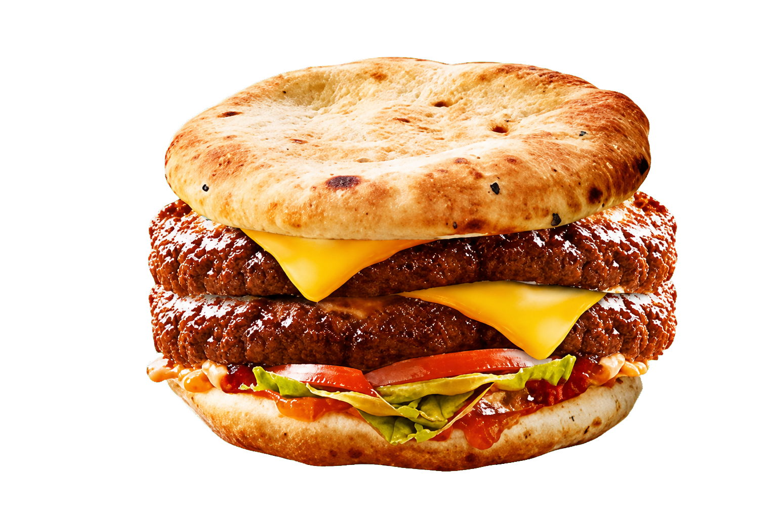 Double, burger naan à deux steaks