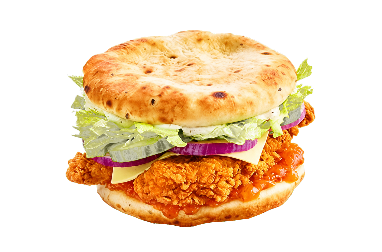 Poulette, burger naan au poulet pané
